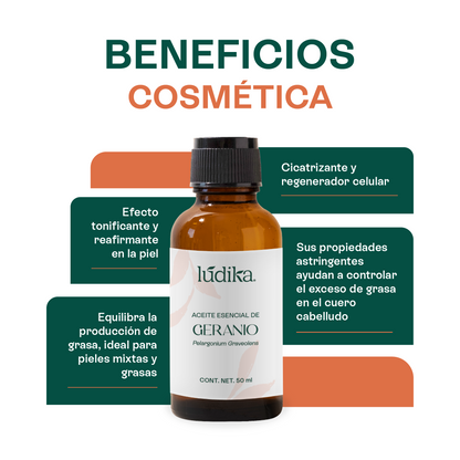 Aceite Esencial de Geranio | Facial, Spa y Aromaterapia | El Equilibrio Floral para Piel Radiante, Cabello Saludable y Bienestar Emocional