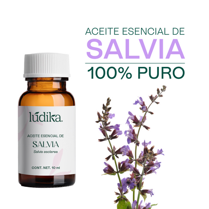 Aceite Esencial de Salvia | Corporal, Spa  y Aromaterapia| Clarificante Mental, Regenerador Cutáneo y Equilibrante para Piel y Cabello