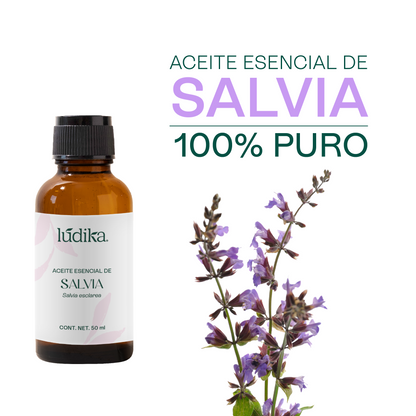 Aceite Esencial de Salvia | Corporal, Spa  y Aromaterapia| Clarificante Mental, Regenerador Cutáneo y Equilibrante para Piel y Cabello