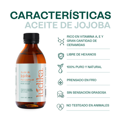 Aceite de Jojoba Cera natural | Facial, Capilar y Corporal | Seborregulador, Hidratante y Antioxidante Natural