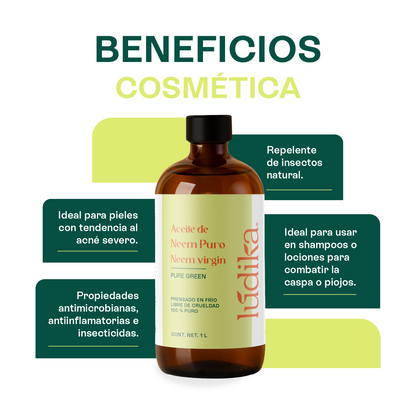 Aceite de Neem Virgen | Capilar y Facial | Purificante, Calmante y Protector Antiedad y Antimosquitos