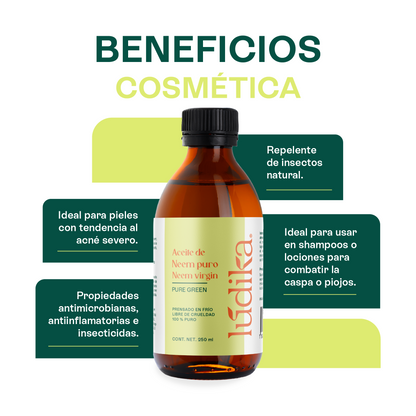 Aceite de Neem Virgen | Capilar y Facial | Purificante, Calmante y Protector Antiedad y Antimosquitos