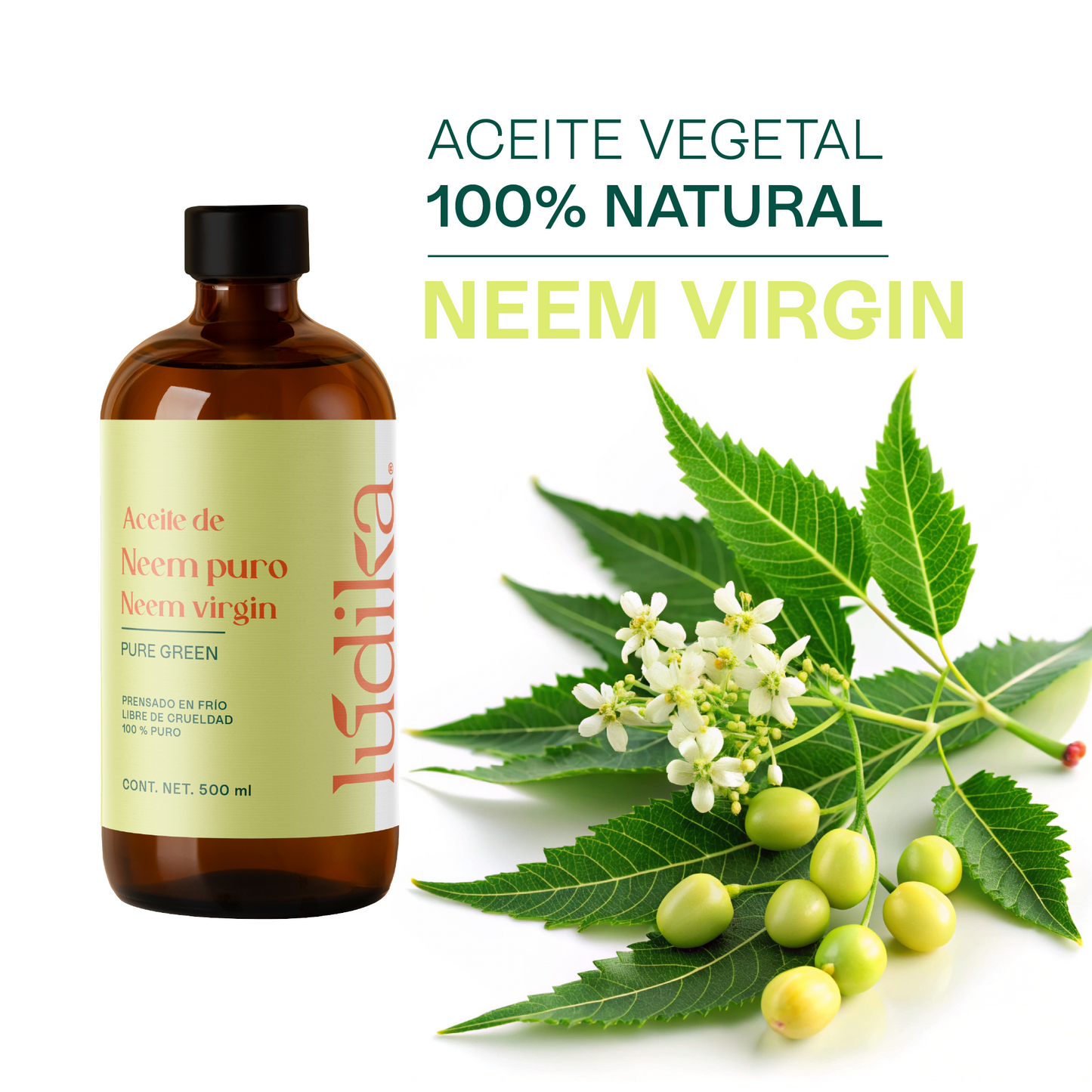 Aceite de Neem Virgen | Capilar y Facial | Purificante, Calmante y Protector Antiedad y Antimosquitos