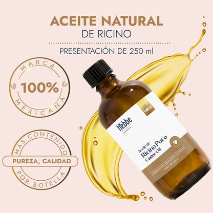 Aceite de Ricino Castor Oil Puro Orgánico | Cejas, Pestañas y Cabello | Hidratante, Antiinflamatorio y Estimulante Capilar