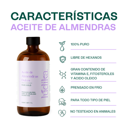 Aceite de Almendras Dulces | Facial, Capilar y Corporal | Hidratante facial y capilar para todo tipo de piel