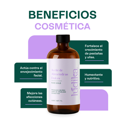 Aceite de Almendras Dulces | Facial, Capilar y Corporal | Hidratante facial y capilar para todo tipo de piel