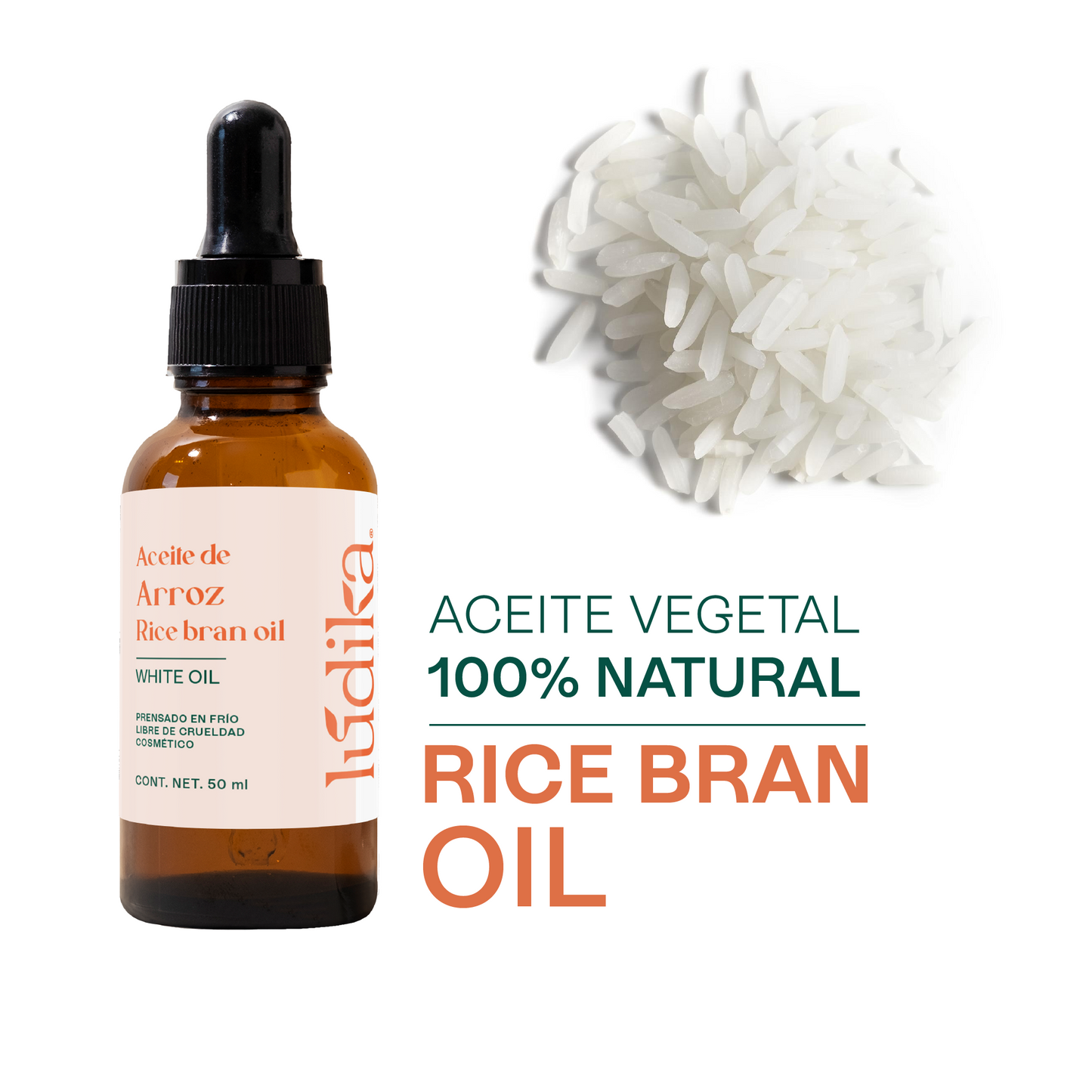 Aceite de Arroz Integral Puro | Facial y Capilar | Antioxidante, Hidratante e ideal para el contorno de ojos