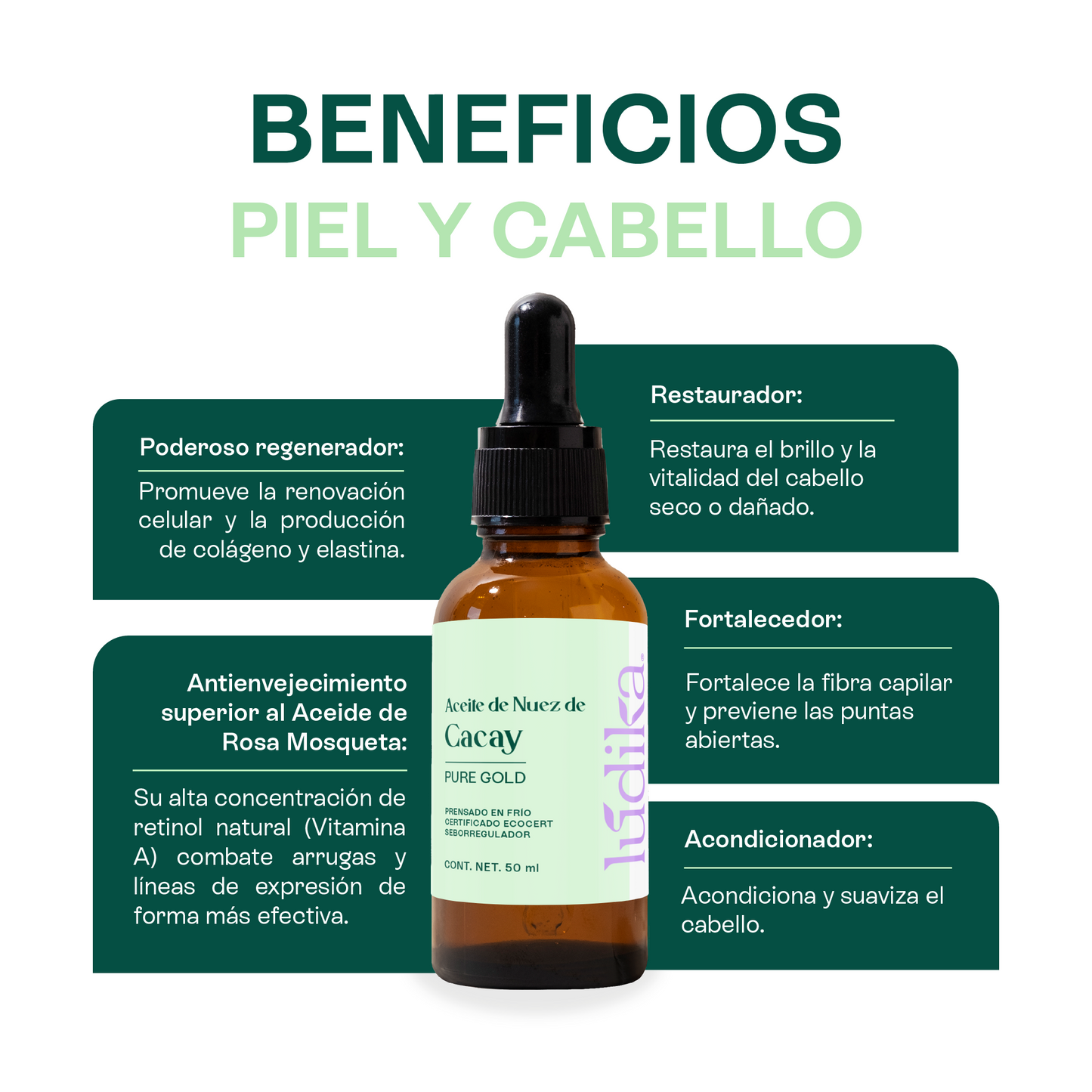Aceite de Cacay | Facial, Capilar y Corporal | Antiedad, Antioxidante, Reducción de marchas, Cicatrizante