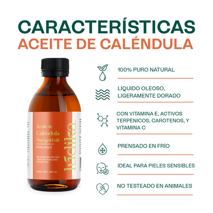 Aceite de Caléndula Natural | Facial y corporal | Calmante, Cicatrizante y Protector Antioxidante