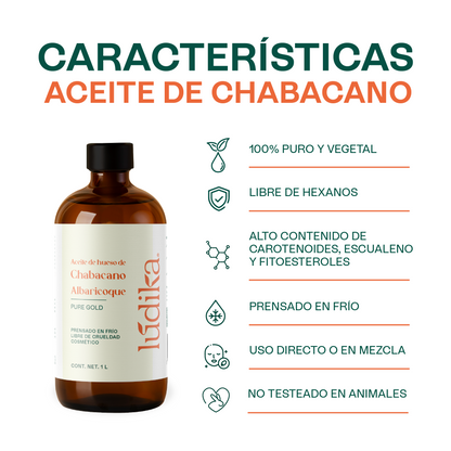 Aceite de Chabacano Albaricoque Virgen | Facial Capilar y Corporal | Antioxidante e Hidratación Suave para pieles maduras y secas