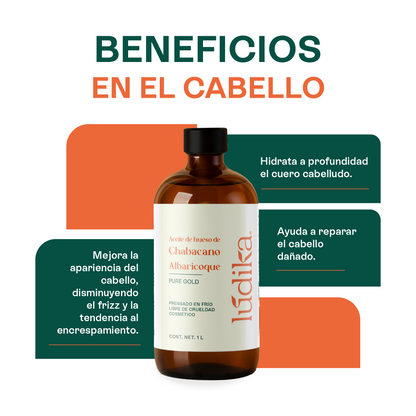 Aceite de Chabacano Albaricoque Virgen | Facial Capilar y Corporal | Antioxidante e Hidratación Suave para pieles maduras y secas