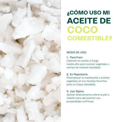 Aceite de Coco Comestible | El Tesoro Tropical 100% Puro para Tu Cocina y Tu Piel