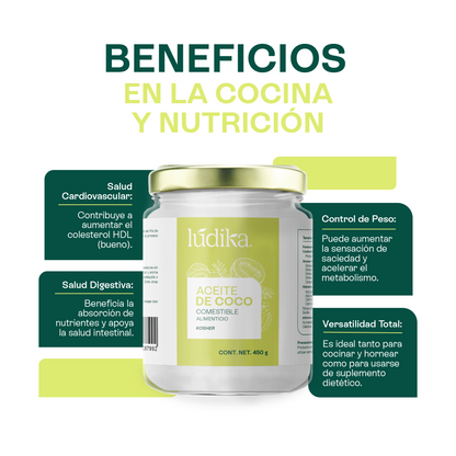 Aceite de Coco Comestible | El Tesoro Tropical 100% Puro para Tu Cocina y Tu Piel