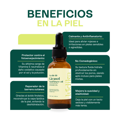 Aceite de Girasol | Facial, Capilar y Corporal | El Aliado Antioxidante y Aceite Base con Vitamina E