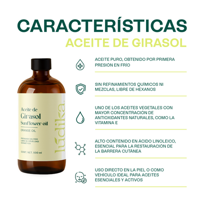 Aceite de Girasol | Facial, Capilar y Corporal | El Aliado Antioxidante y Aceite Base con Vitamina E