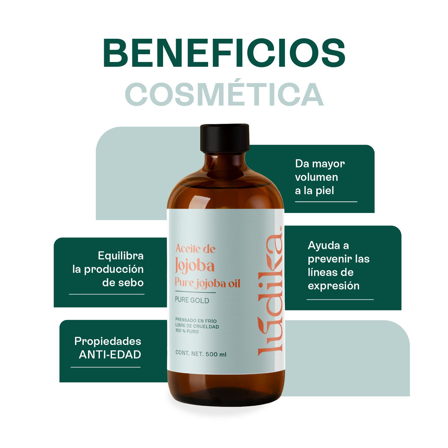 Aceite de Jojoba Cera natural | Facial, Capilar y Corporal | Seborregulador, Hidratante y Antioxidante Natural
