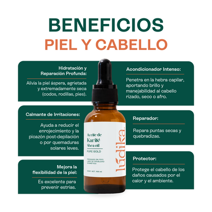 Aceite de Karité | Facial, Capilar y Corporal | Nutritivo y Protector Cutaneo