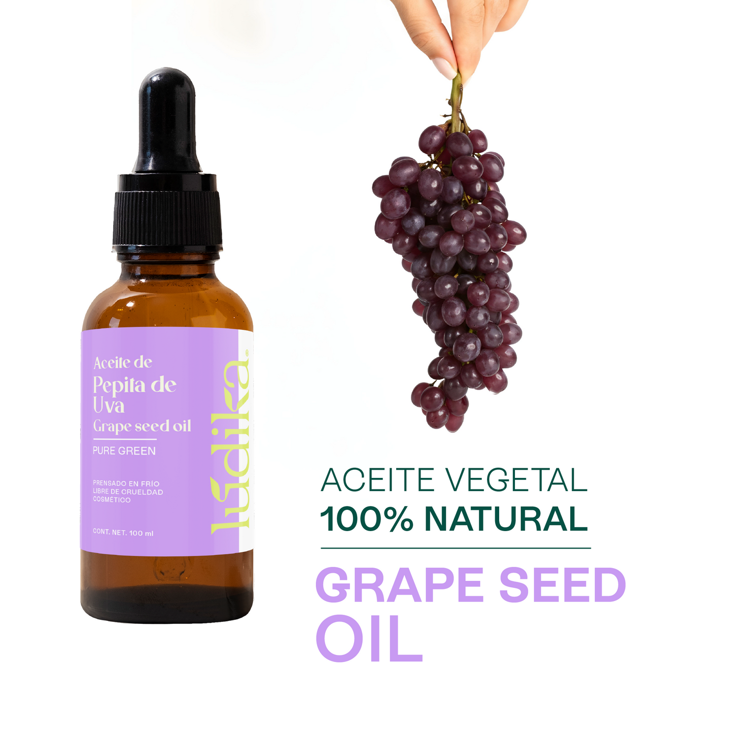 Aceite de Pepita de Uva Puro | Facial, Corporal y Corporal | Aceite de masaje, Antioxidante y Regulador Sebáceo