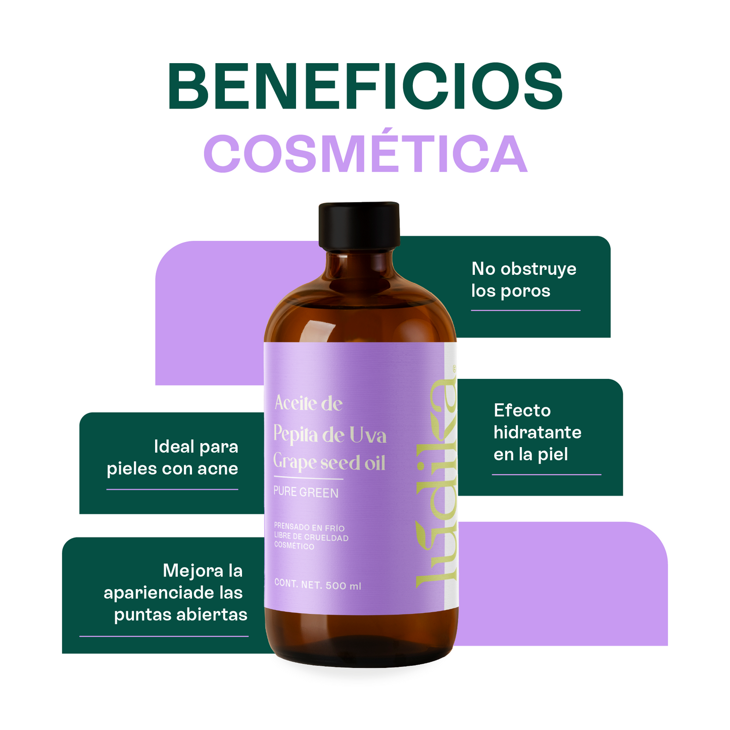 Aceite de Pepita de Uva Puro | Facial, Corporal y Corporal | Aceite de masaje, Antioxidante y Regulador Sebáceo