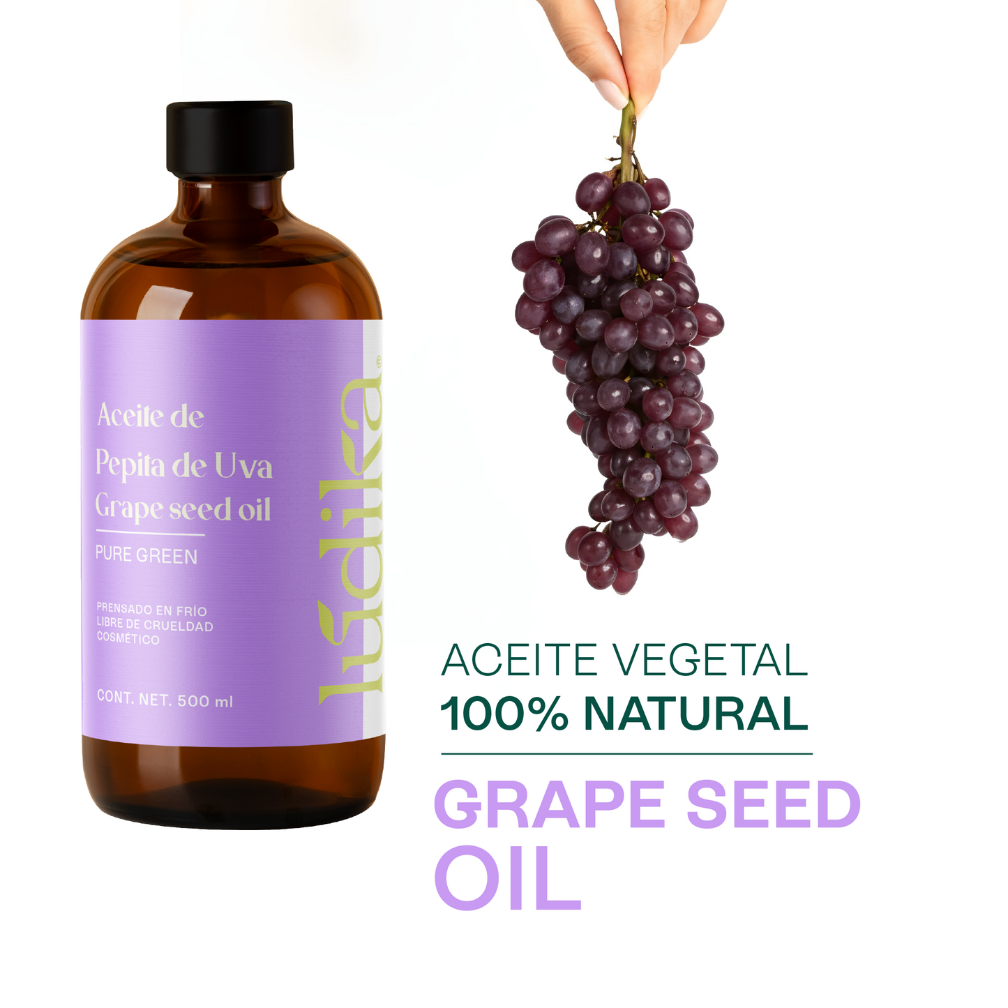 Aceite de Pepita de Uva Puro | Facial, Corporal y Corporal | Aceite de masaje, Antioxidante y Regulador Sebáceo
