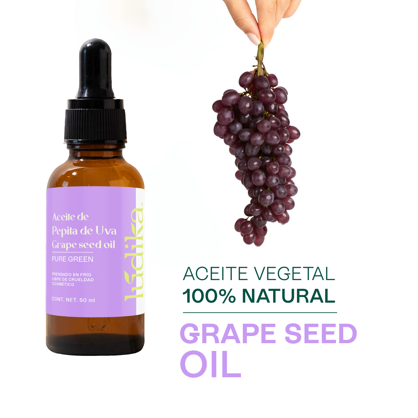 Aceite de Pepita de Uva Puro | Facial, Corporal y Corporal | Aceite de masaje, Antioxidante y Regulador Sebáceo