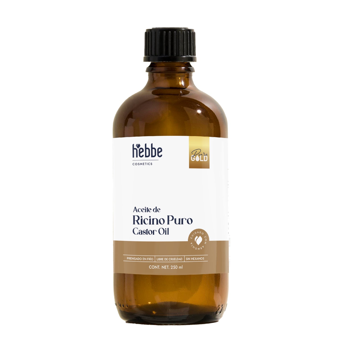 Aceite de Ricino Hebbe Castor Oil Puro Orgánico | Cejas, Pestañas y Cabello | Hidratante, Antiinflamatorio y Estimulante Capilar