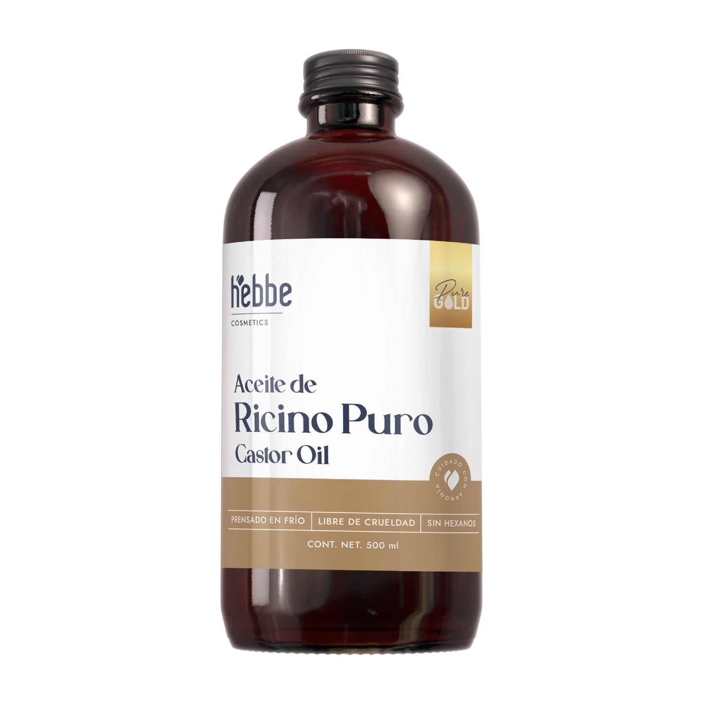 Aceite de Ricino Hebbe Castor Oil Puro Orgánico | Cejas, Pestañas y Cabello | Hidratante, Antiinflamatorio y Estimulante Capilar