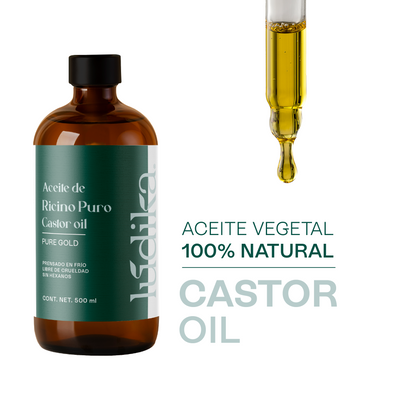 Aceite de Ricino Castor Oil Puro Orgánico | Cejas, Pestañas y Cabello | Hidratante, Antiinflamatorio y Estimulante Capilar