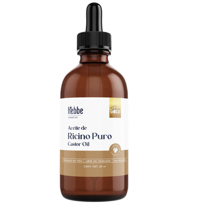 Aceite de Ricino Hebbe Castor Oil Puro Orgánico | Cejas, Pestañas y Cabello | Hidratante, Antiinflamatorio y Estimulante Capilar