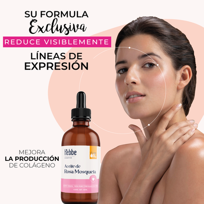 Aceite de Rosa Mosqueta Hebbe Virgen | Facial y corporal | Regenerador, AntiEdad, AntiEstrias y Hidratante en zona de contorno de ojos