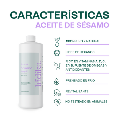 Aceite de Sésamo Ajonjolí Virgen | Facial Capilar y Corporal | Antiedad, Hidratante y Protector Capilar