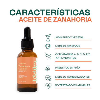 Aceite de Zanahoria Natural | Facial y Corporal | Antioxidante, Regenerador Antiedad y Protector Natural