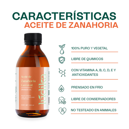 Aceite de Zanahoria Natural | Facial y Corporal | Antioxidante, Regenerador Antiedad y Protector Natural