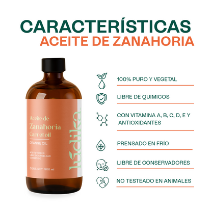 Aceite de Zanahoria Natural | Facial y Corporal | Antioxidante, Regenerador Antiedad y Protector Natural