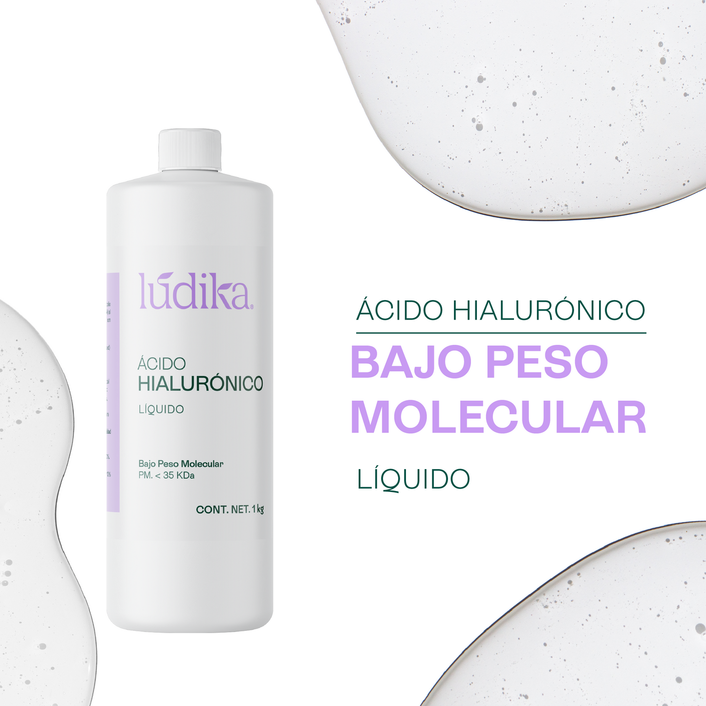Ácido Hialurónico (Bajo Peso Molecular Líquido) | Hidratación Profunda y Reparación | Elasticidad y Firmeza
