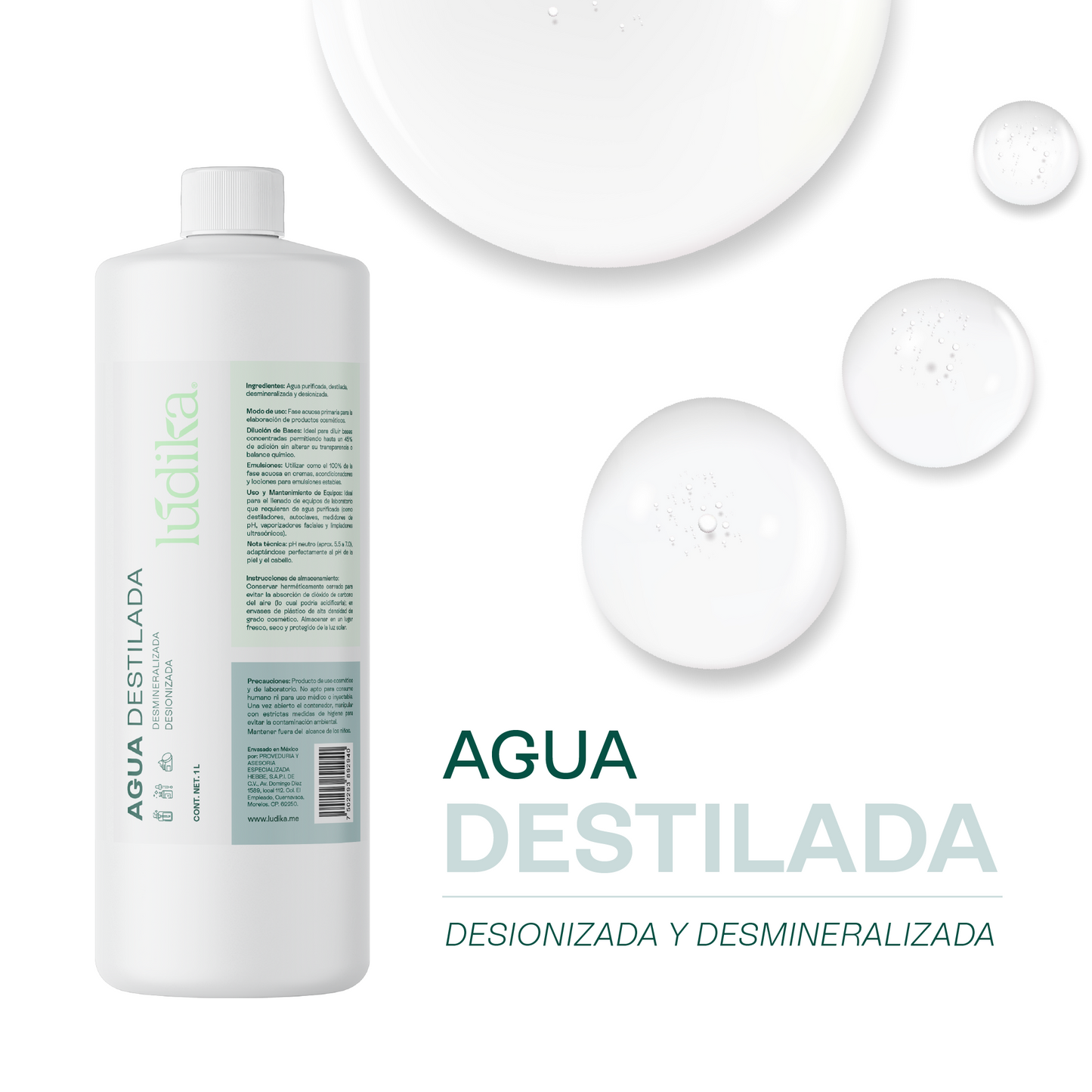 Agua Destilada | Desionizada, Desmineralizada | Solvente Universal | Estabilidad para Fórmulas Cosméticas