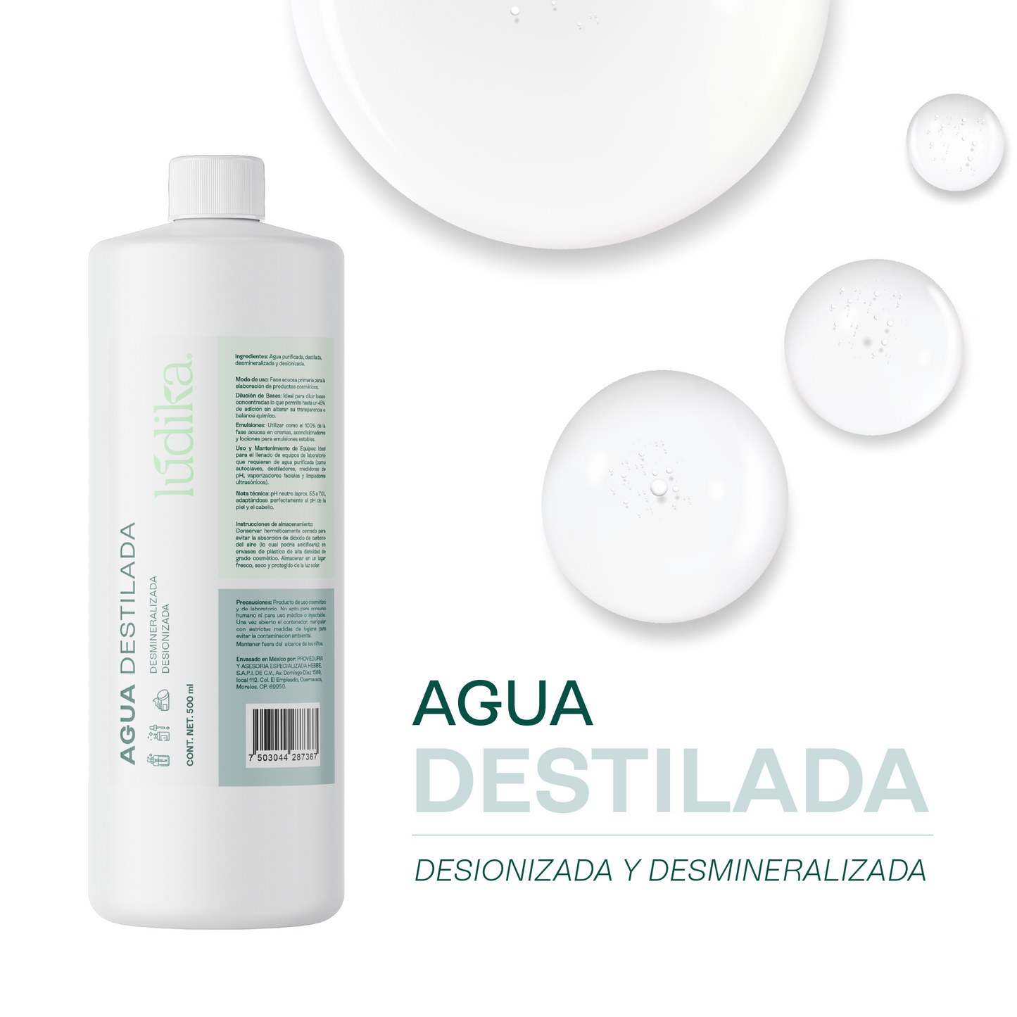 Agua Destilada | Desionizada, Desmineralizada | Solvente Universal | Estabilidad para Fórmulas Cosméticas