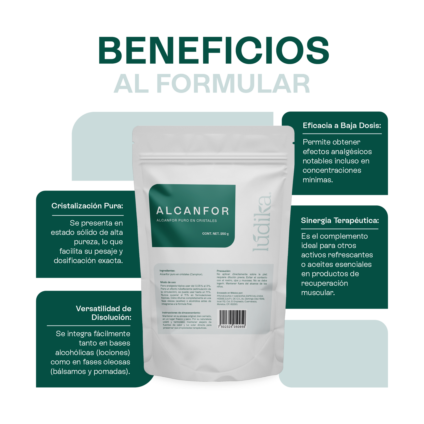Alcanfor en Cristales | Propiedades Analgésicas, Calmantes y Descongestivas