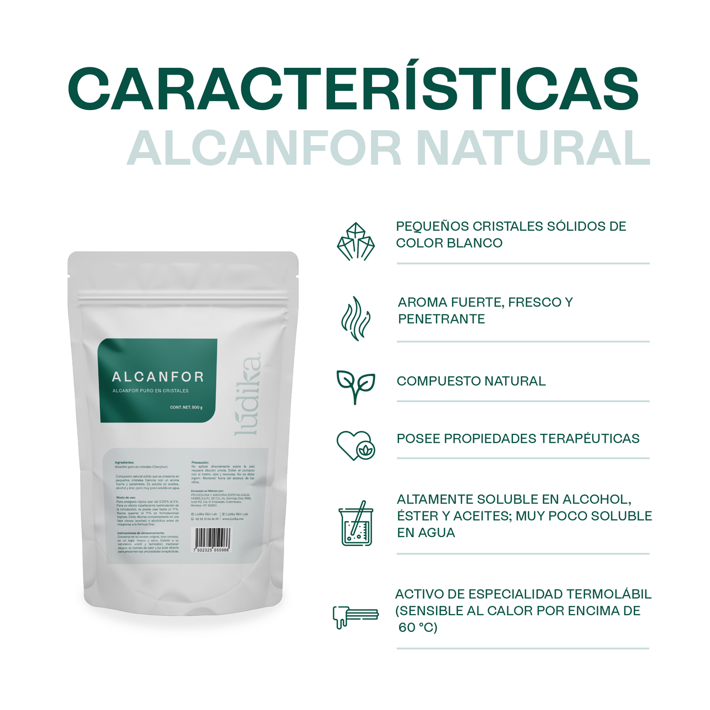 Alcanfor en Cristales | Propiedades Analgésicas, Calmantes y Descongestivas