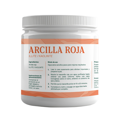 Arcilla Roja | Facial y Capilar | Calmante, Desintoxicante y Revitalizante para Piel Sensible y Cabello Graso