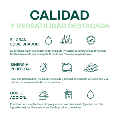 Betaína de Coco | Co-Tensioactivo y Potenciador de Espuma | Suavidad Derivada del Coco