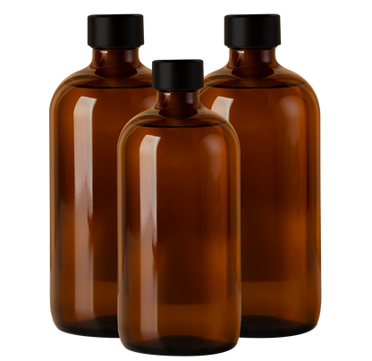 Botella Boston |  Envase de Vidrio Ambár | Grado farmacéutico 3 pzas