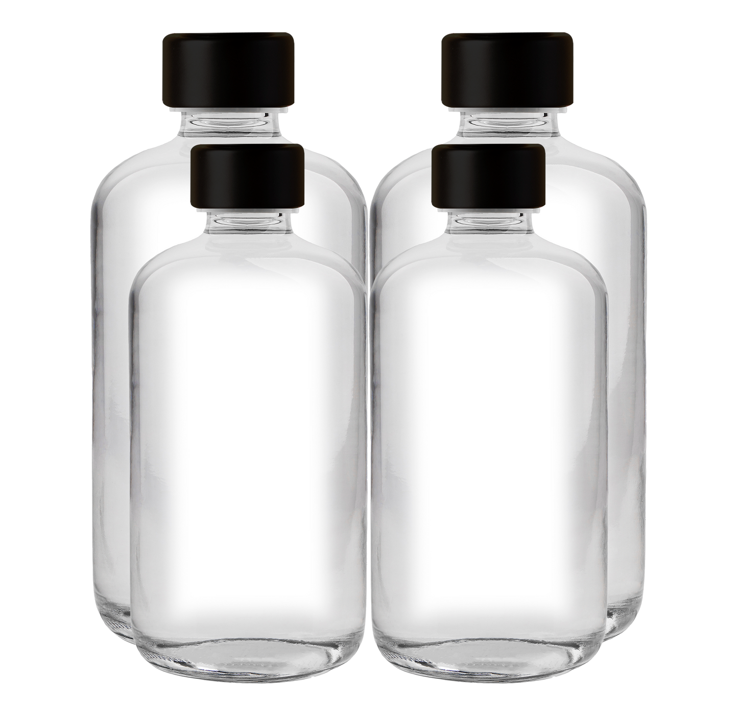 Botella Boston | Envase de Vidrio Transparente | Cosmético y Alimenticio 12 pzas