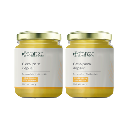 Cera para Depilar de Miel de Abeja | 2 Frascos para una Depilación Rápida, Suave y para Zonas Sensibles