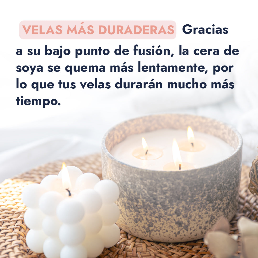 Cera de Soya Bajo Punto de Fusión | La Base Ideal para Velas Aromáticas y Decorativas