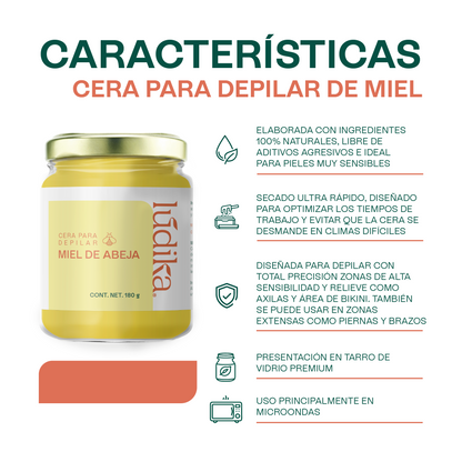 Cera para Depilar de Miel de Abeja | 2 Frascos para una Depilación Rápida, Suave y para Zonas Sensibles