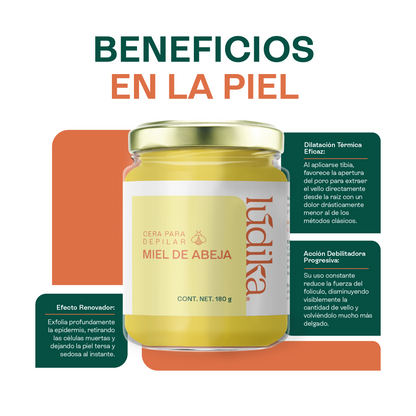 Cera para Depilar de Miel de Abeja | 2 Frascos para una Depilación Rápida, Suave y para Zonas Sensibles