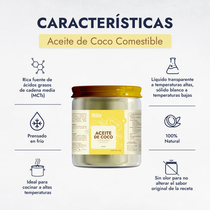 Aceite de Coco Comestible | El Tesoro Tropical 100% Puro para Tu Cocina y Tu Piel