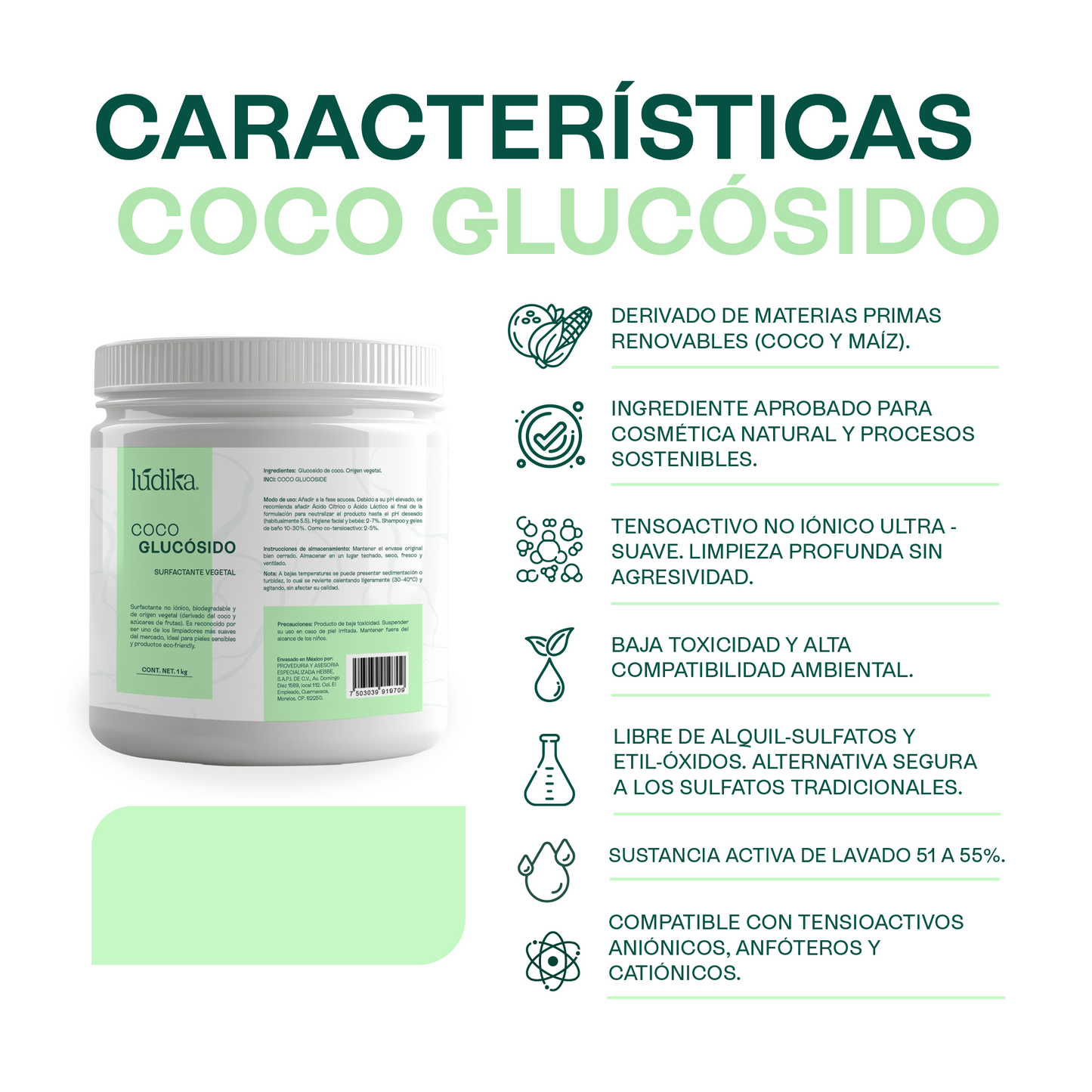 Coco Glucósido |  Tensioactivo 100% Natural | Limpieza Ultra-Suave y Espuma Cremosa