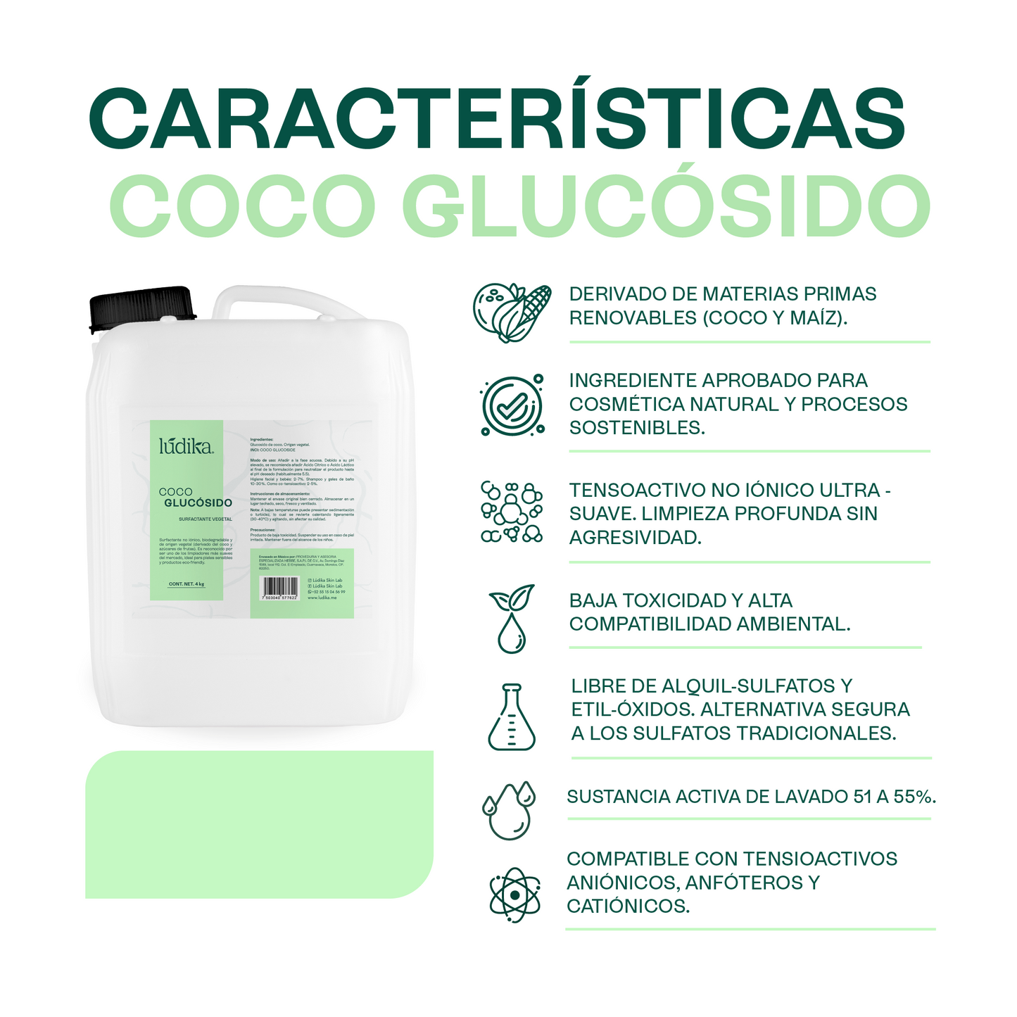 Coco Glucósido |  Tensioactivo 100% Natural | Limpieza Ultra-Suave y Espuma Cremosa